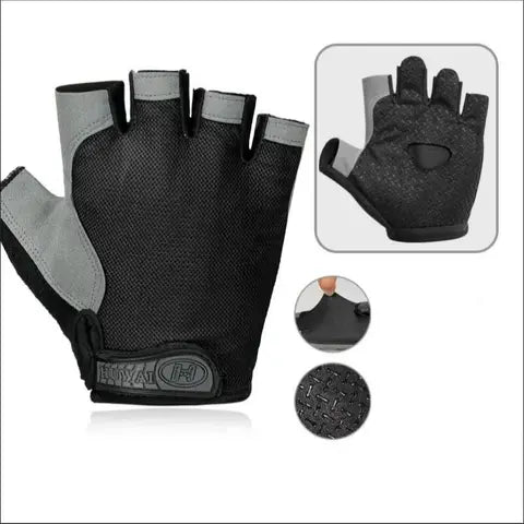 Guantes de gimnasio negros con soporte de muñeca para musculación